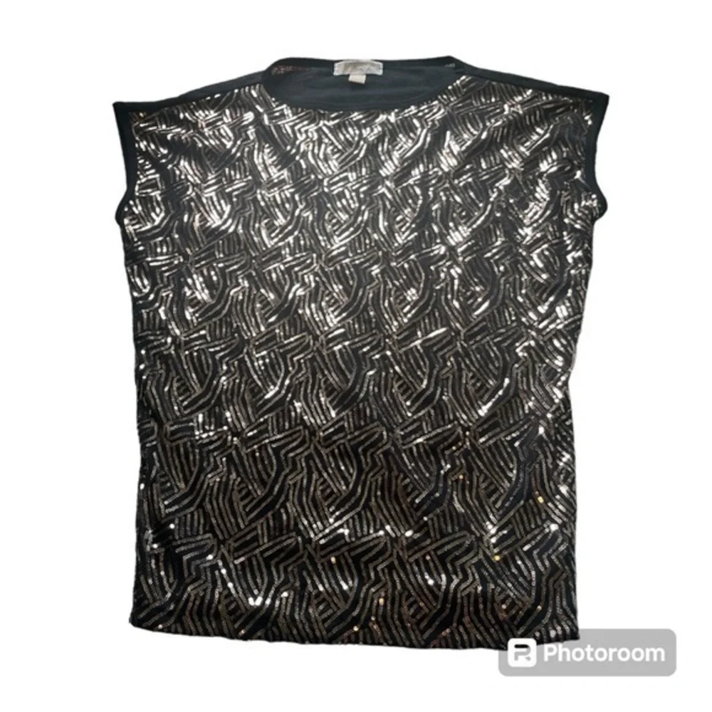 Michael Kors black and gold sequins blouse